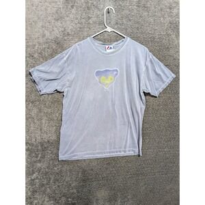 Majestic Chicago Cubs Vintage Graphic T-Shirt Blue Faded Short Sleeve Mens L